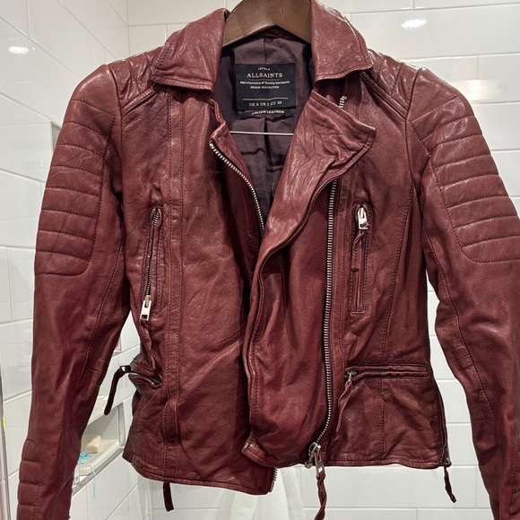 All Saints Jackets & Blazers - All Saints ox blood Leather Jacket